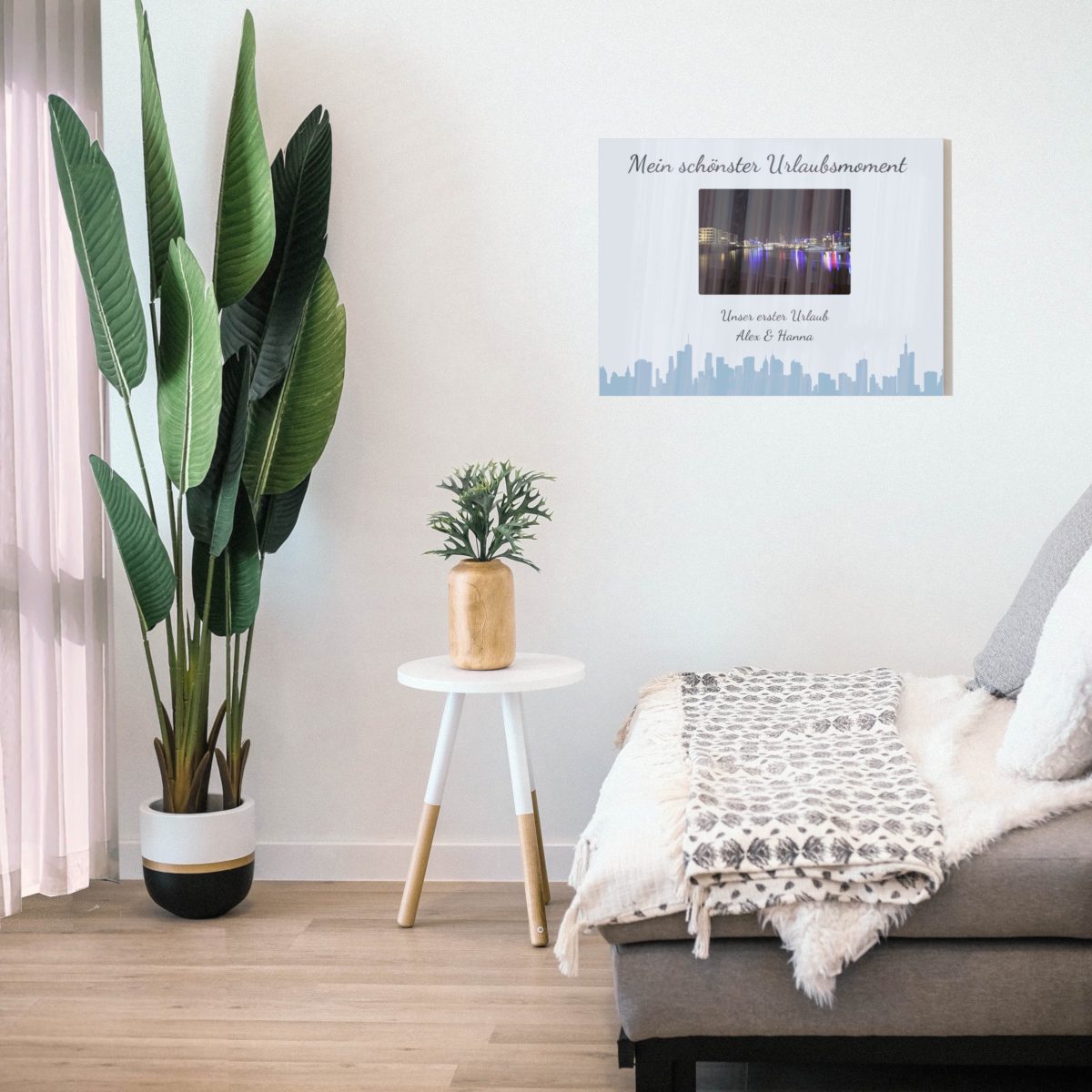 Personalisiertes Acrylbild Stadt im Wohnzimmer