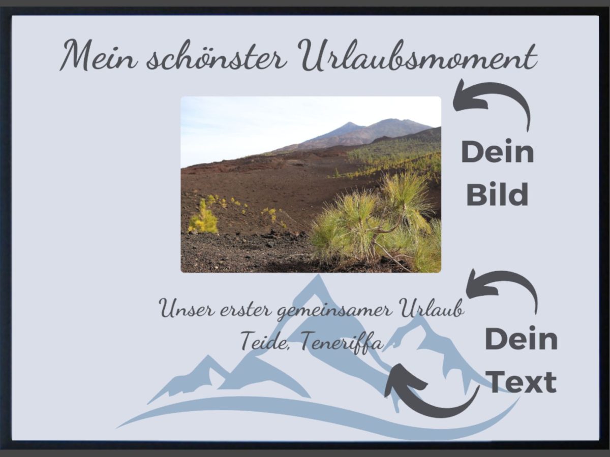 Poster im Rahmen mit deinem Bild und Text