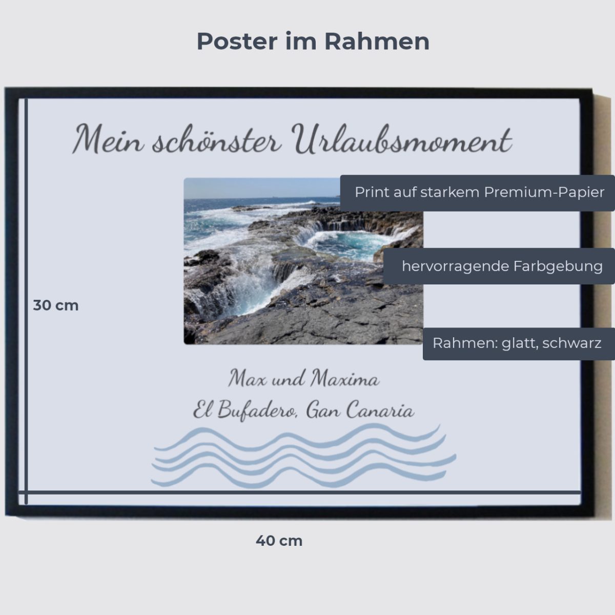 Urlaubsmoment Poster im Rahmen mit Features